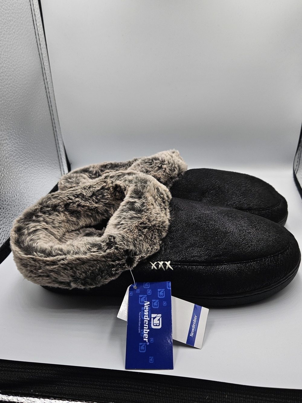 Men's Black Faux-Fur Lined Slip-On Loafers